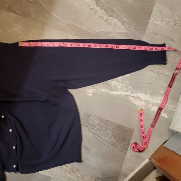 Molly Bracken Long Sleeves Cardigan. Navy Blue. Textured. Pearl Buttons. 3XL. - Picture 16 of 16